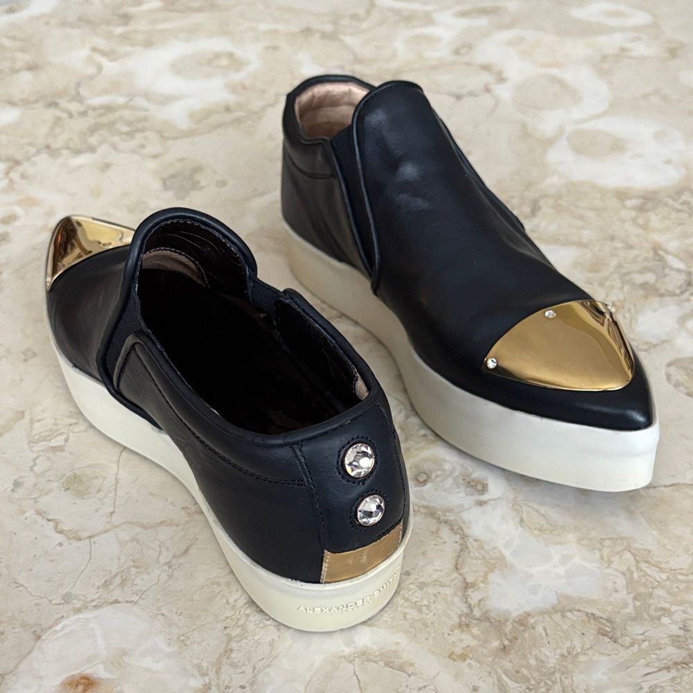 Alexander Smith London Leather Slip On Metal Cap Toe Platform Sneakers - Picture 7 of 14